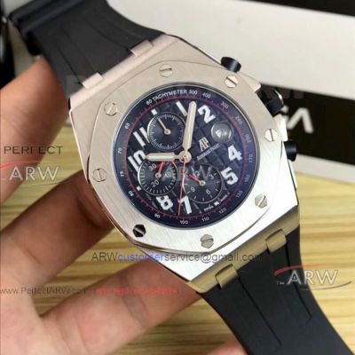 Perfect Replica Audemars Piguet Royal Oak Offshore Watches Black Dial Black Rubber Band